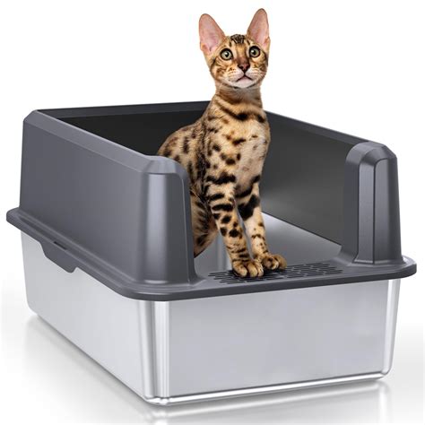 giant stainless steel litter box|stainless steel litter box with lid.